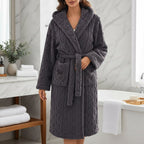 Hooded Bathrobe With Soft Coral Fabric For Warm Winter Comfort - Image 7