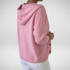 Hooded Cardigan Knit Front Buttons Relaxed Oversized Fit - angle