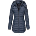 Hooded Down Jacket with Water-Resistant Long Length and Zip-Front - Image 1