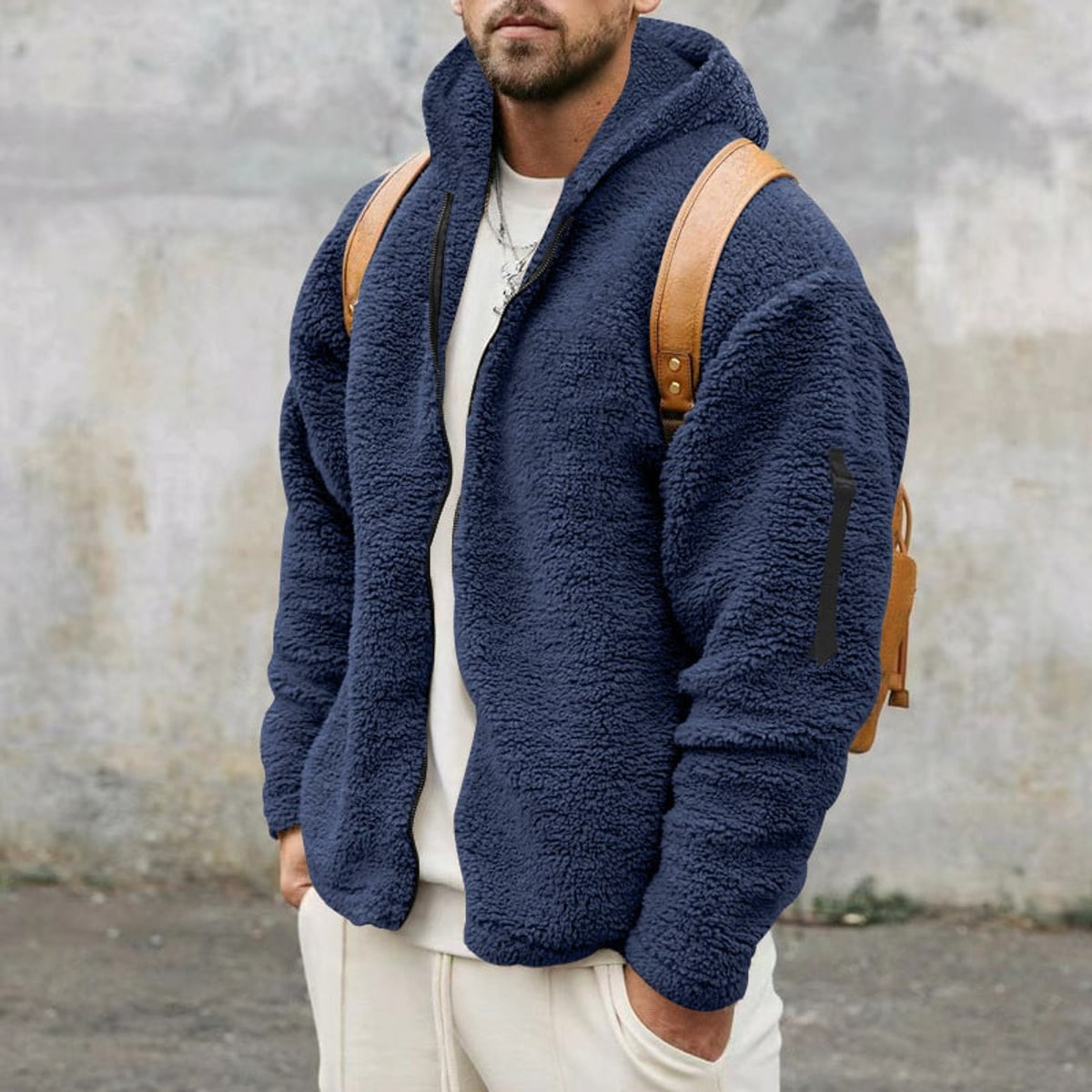 Hooded Fleece Jacket with Plush Casual Fit and Full-Zip Front - Image 2