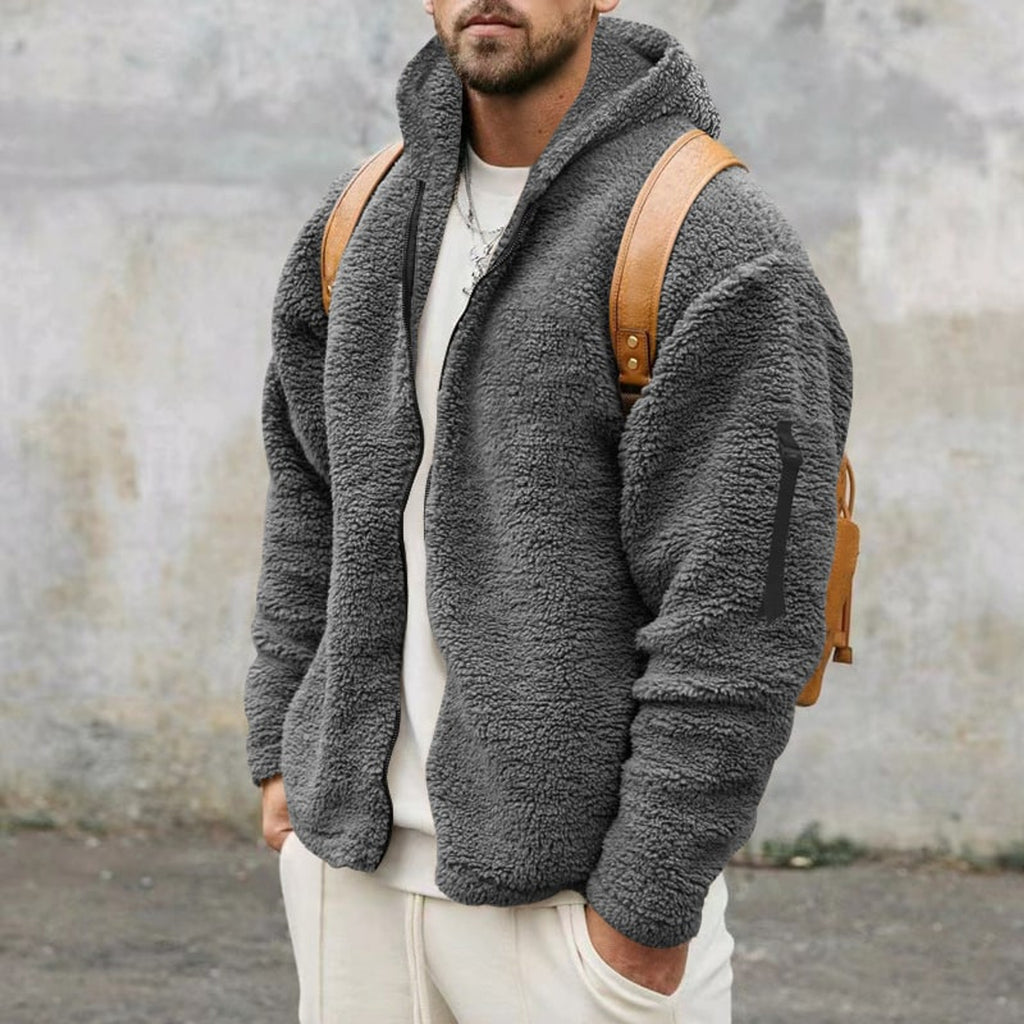 Hooded Fleece Jacket with Plush Casual Fit and Full-Zip Front - Image 4