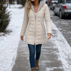 Hooded Puffer Coat with Plush Longline Lining and Hood - Image 1