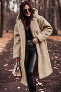 Hooded Teddy Coat with Plush Long Silhouette and Hood - Image 1