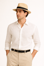 NOVA | Men's Handcrafted Straw Panama Hat | Classic Wide Brim Summer Sun Hat