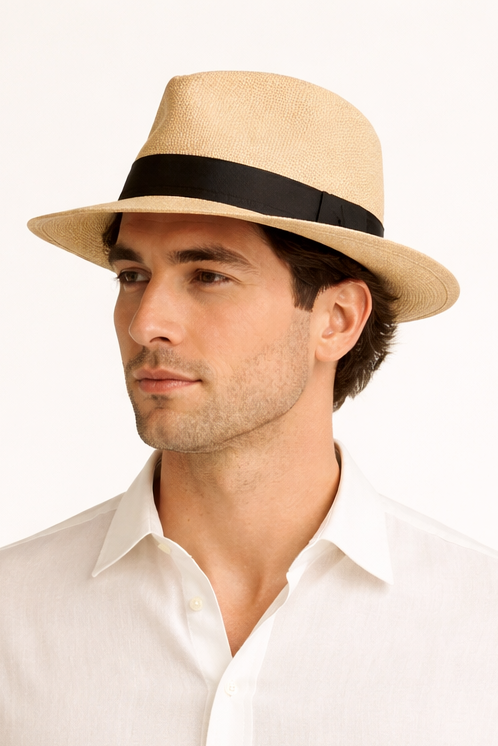 NOVA | Men's Handcrafted Straw Panama Hat | Classic Wide Brim Summer Sun Hat