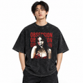 Nikki Obsession graphic acid wash T-shirt on model