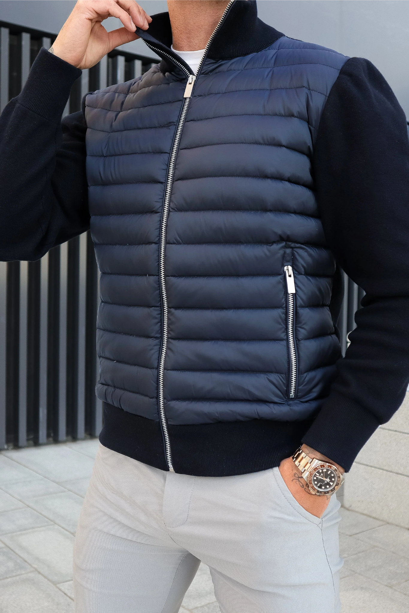 Hybrid Jacket with Streamlined Tailored Fit and Quilted Front - Image 1