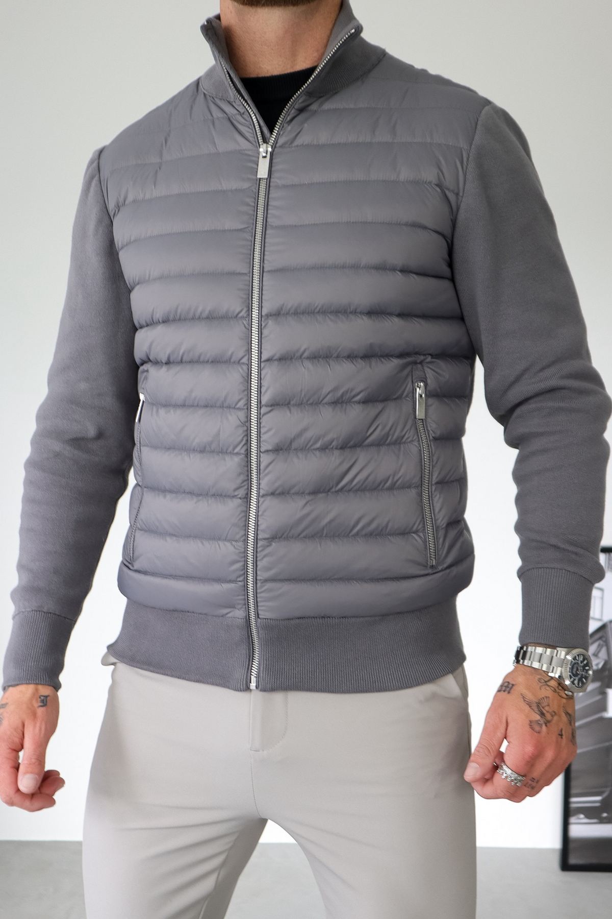 Hybrid Jacket with Streamlined Tailored Fit and Quilted Front - Image 3