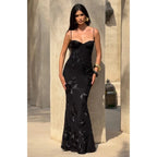 NOVA | Robe maxi jacquard florale pour femmes | Robe de soirée élégante avec corset