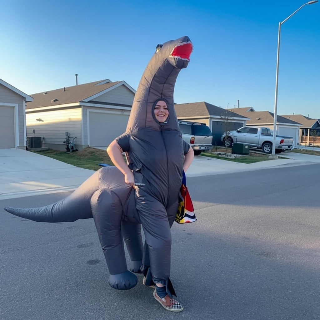 Inflatable Dinosaur Costume Party Costume For Halloween With Long Neck Dino Design Lightweight & Durable Instant Dino Impact Wear - Image 4