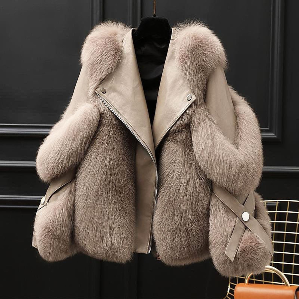 Jacket with Plush Collar and Zip Front - Image 1