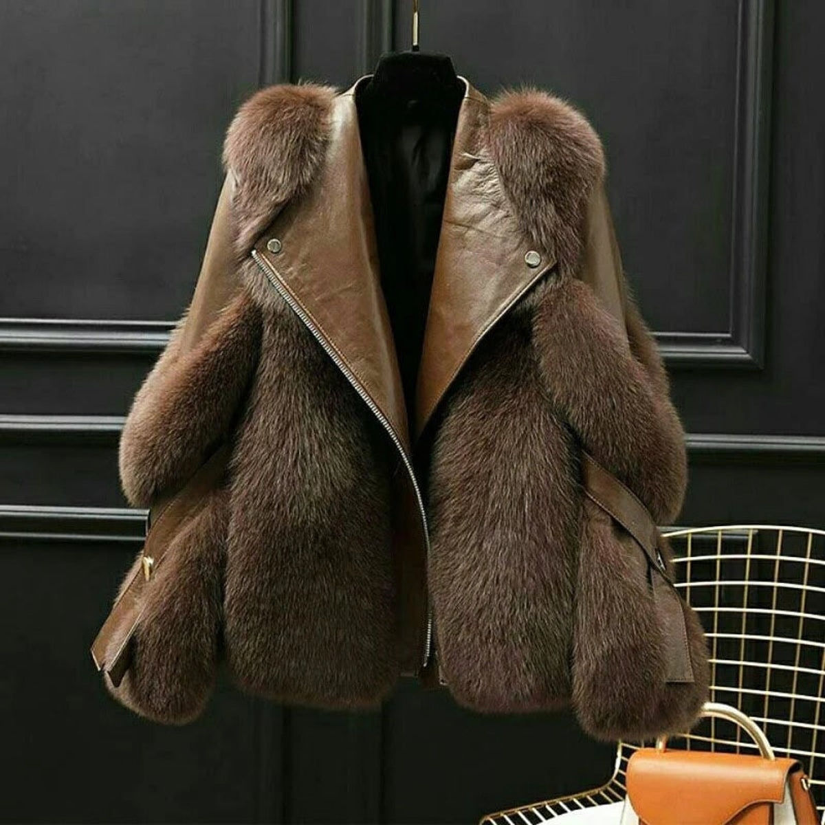 Jacket with Plush Collar and Zip Front - Image 2