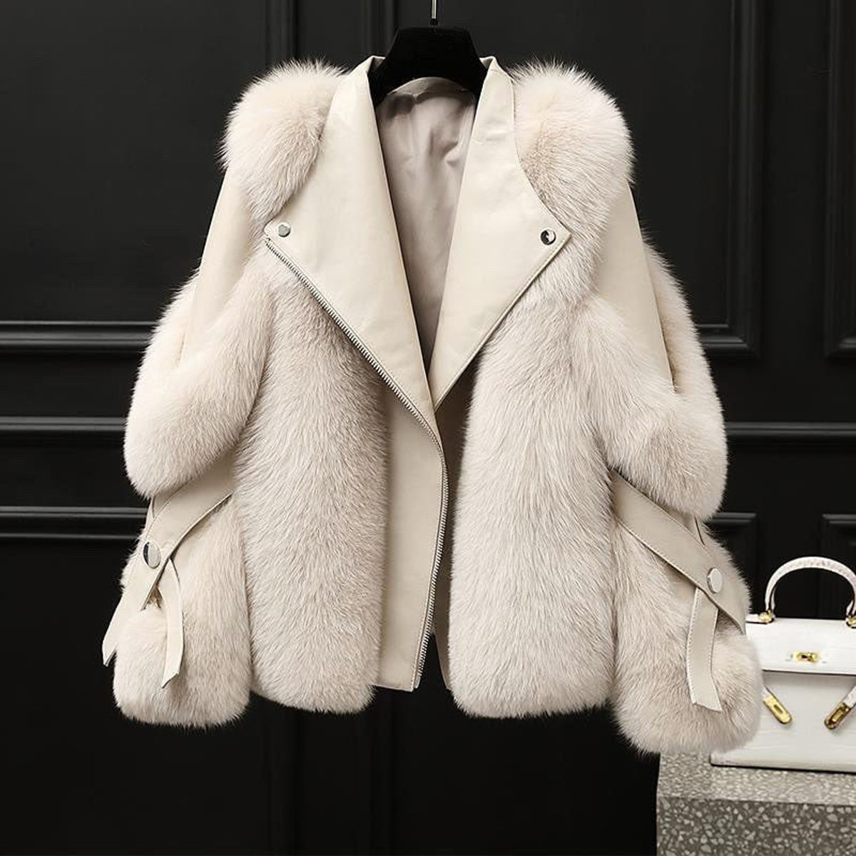Jacket with Plush Collar and Zip Front - Image 3