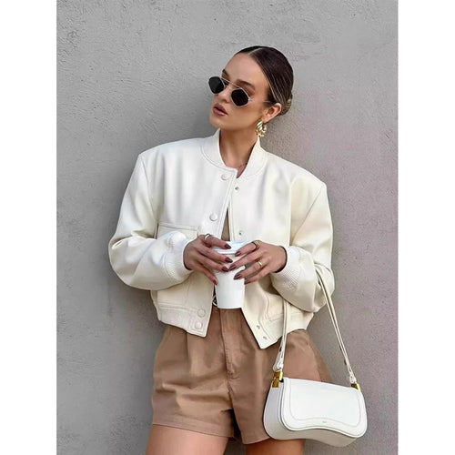 Jacket with Streamlined Cropped Fit and Snap Flap Pockets - Image 2