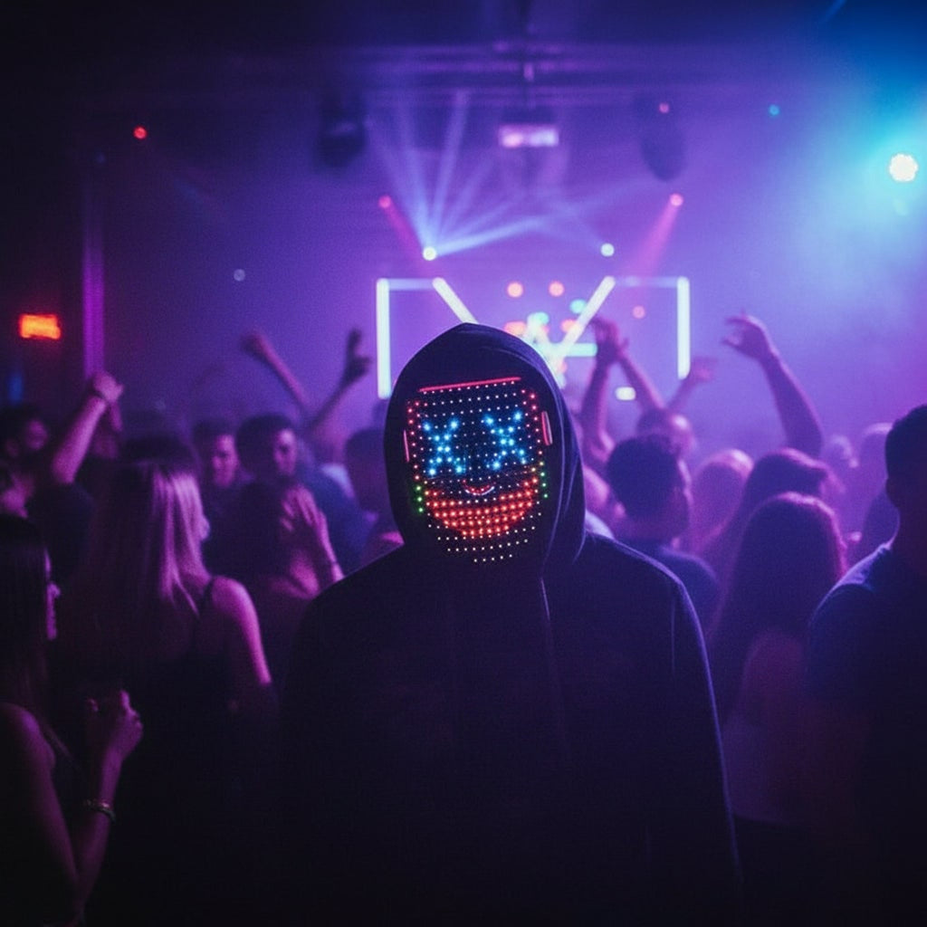 Kids' Halloween Costume Mask With Red Light-Up LED Display And Gesture Control Party Fun - Image 1
