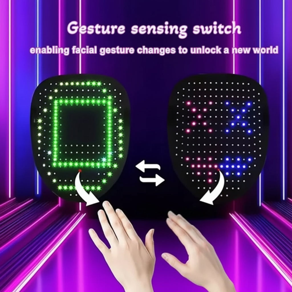 Kids' Halloween Costume Mask With Red Light-Up LED Display And Gesture Control Party Fun - Image 5