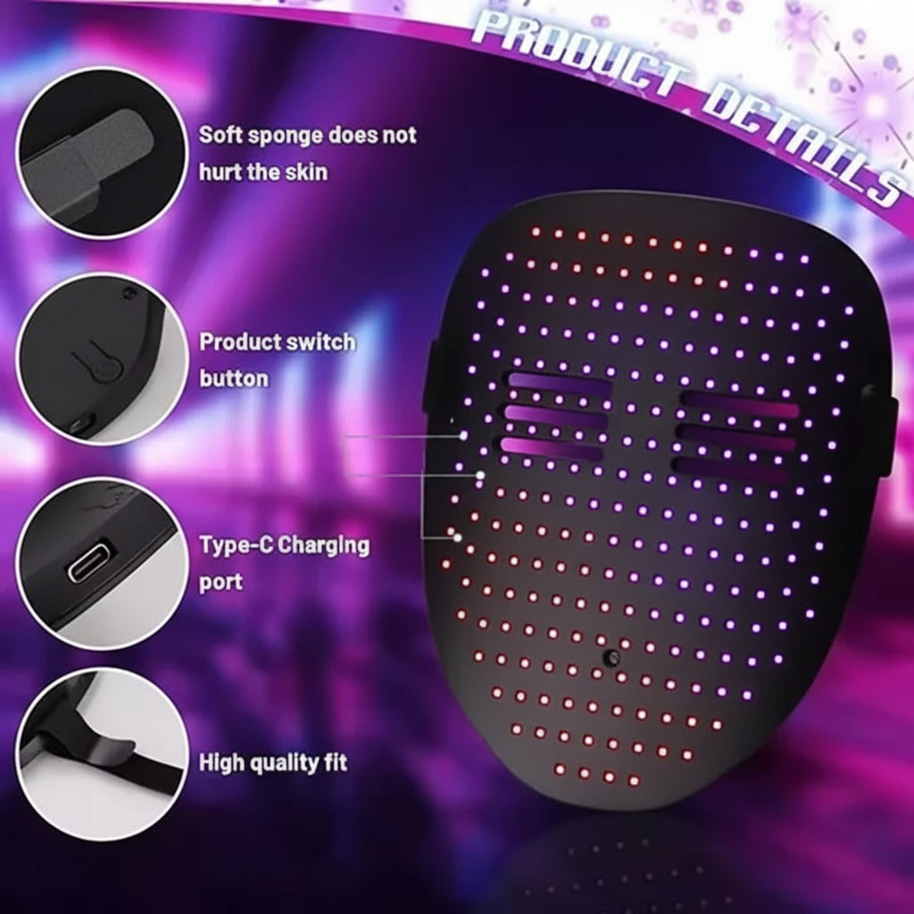 Kids' Halloween Costume Mask With Red Light-Up LED Display And Gesture Control Party Fun - Image 2