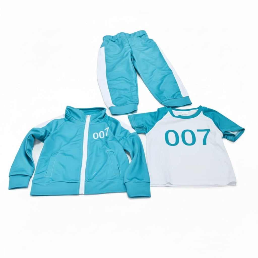 Kids Halloween Costume Three-piece Tracksuit Set With Numbers And Side Stripes - Image 3