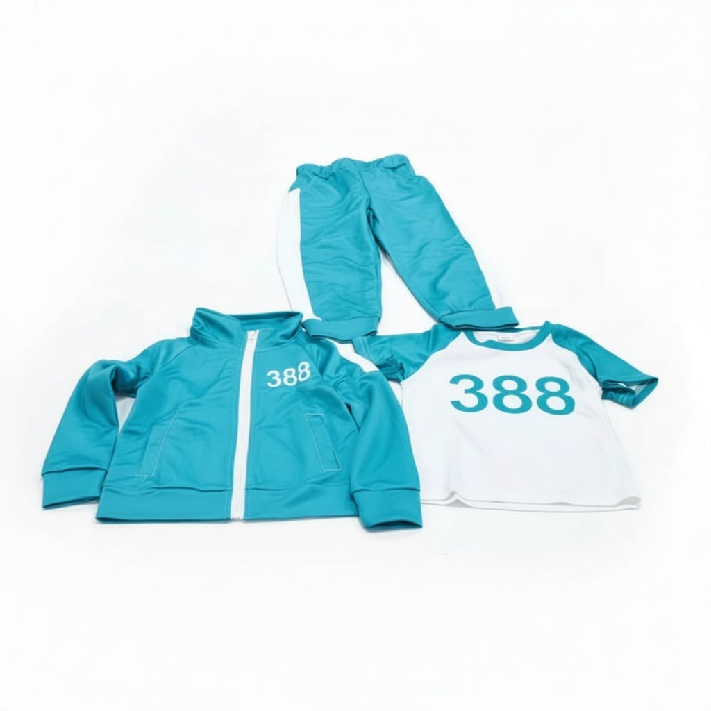 Kids Halloween Costume Three-piece Tracksuit Set With Numbers And Side Stripes - Image 10