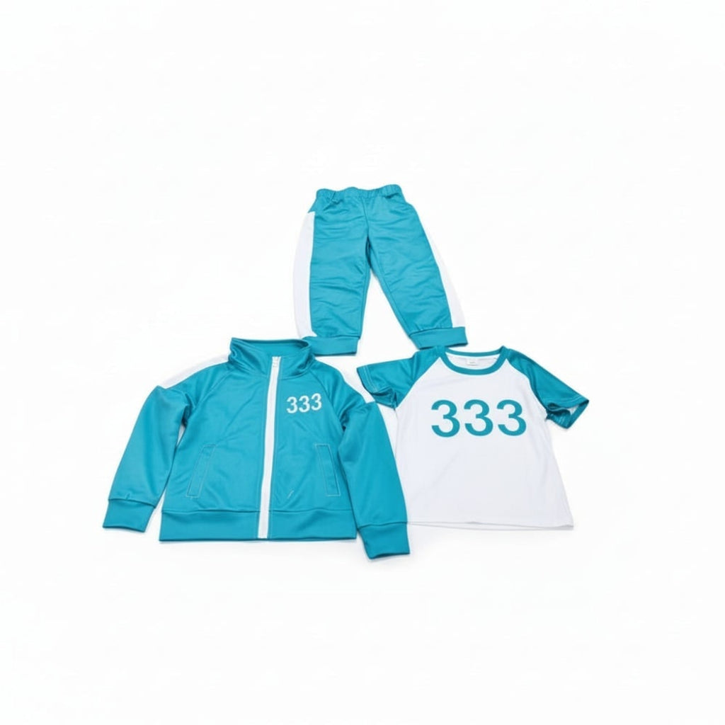 Kids Halloween Costume Three-piece Tracksuit Set With Numbers And Side Stripes - Image 8