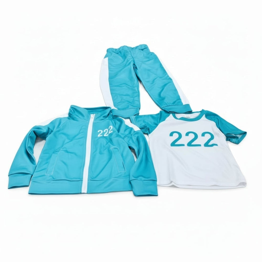 Kids Halloween Costume Three-piece Tracksuit Set With Numbers And Side Stripes - Image 5