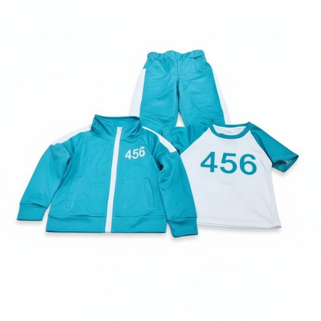 Kids Halloween Costume Three-piece Tracksuit Set With Numbers And Side Stripes - Image 9