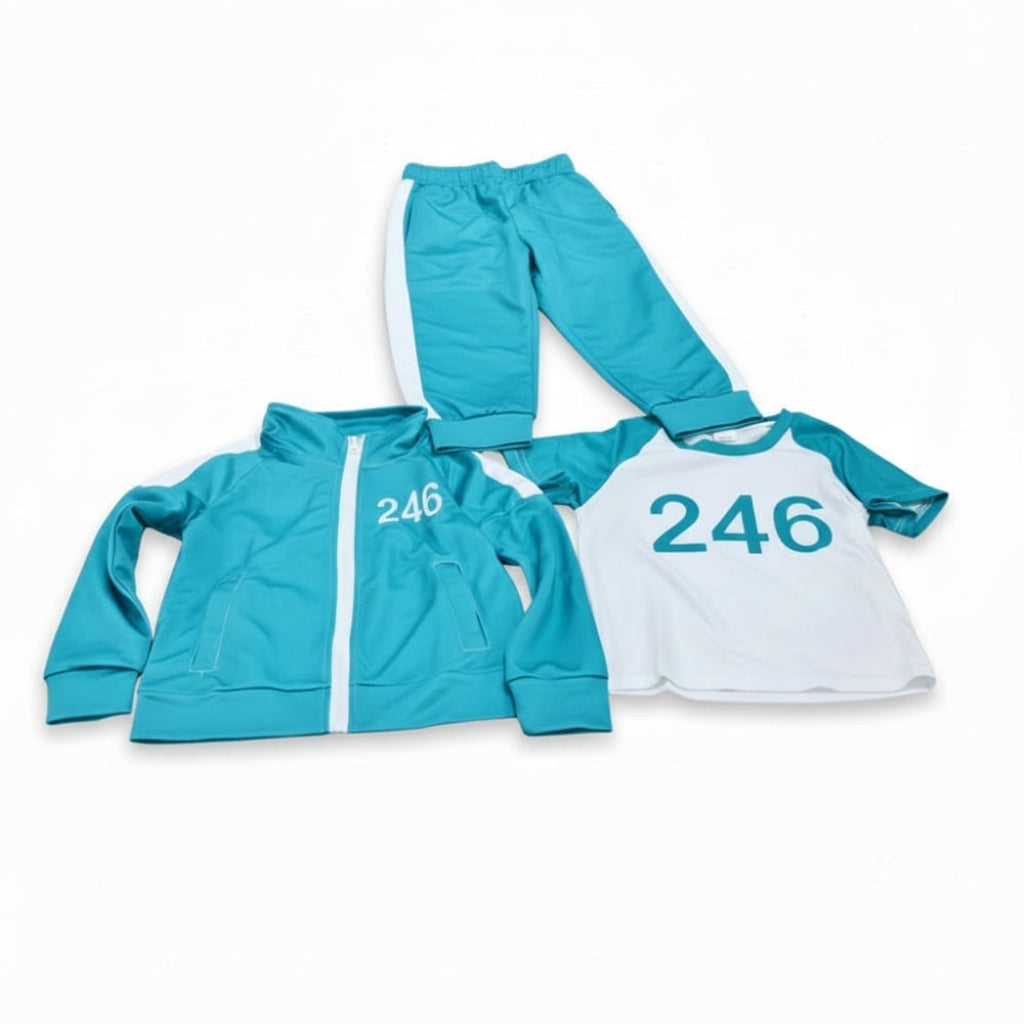 Kids Halloween Costume Three-piece Tracksuit Set With Numbers And Side Stripes - Image 7