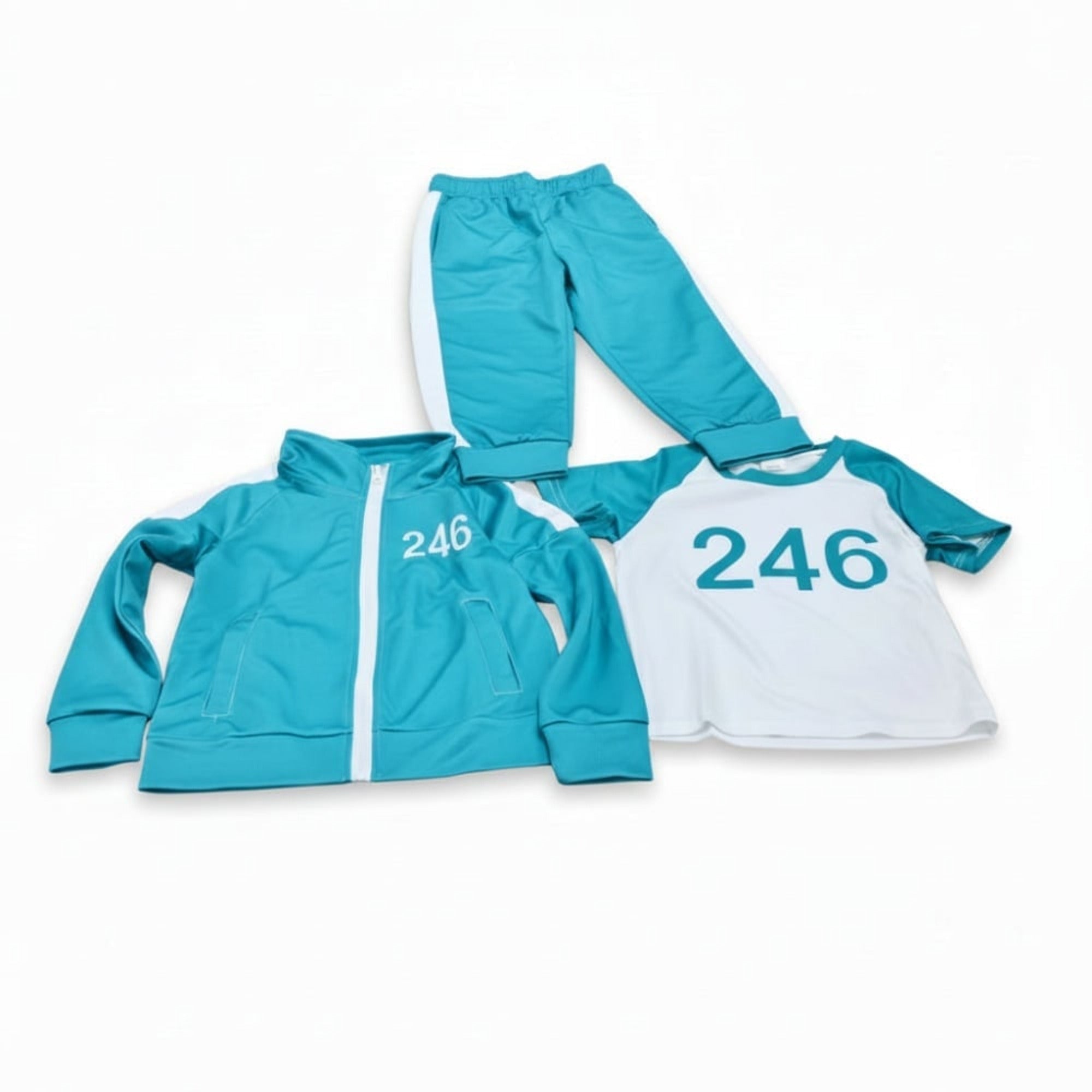 Kids Halloween Costume Three-piece Tracksuit Set With Numbers And Side Stripes - Image 7