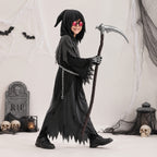 Kids' Halloween Grim Reaper Costume Hooded Robe Set With Glowing Eyes And Gloves - Image 2