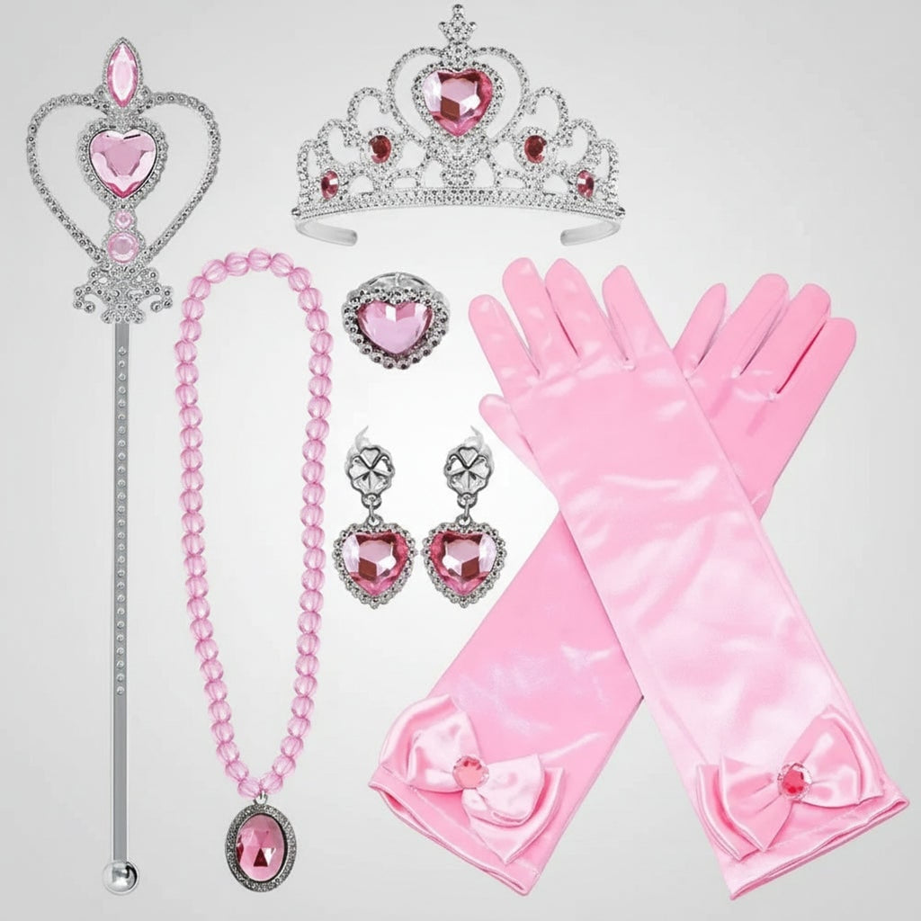 Kids' Halloween Princess Costume Dress With Tiara Wand And Accessories Set In Luxurious Satin And Layered Tulle - Image 4