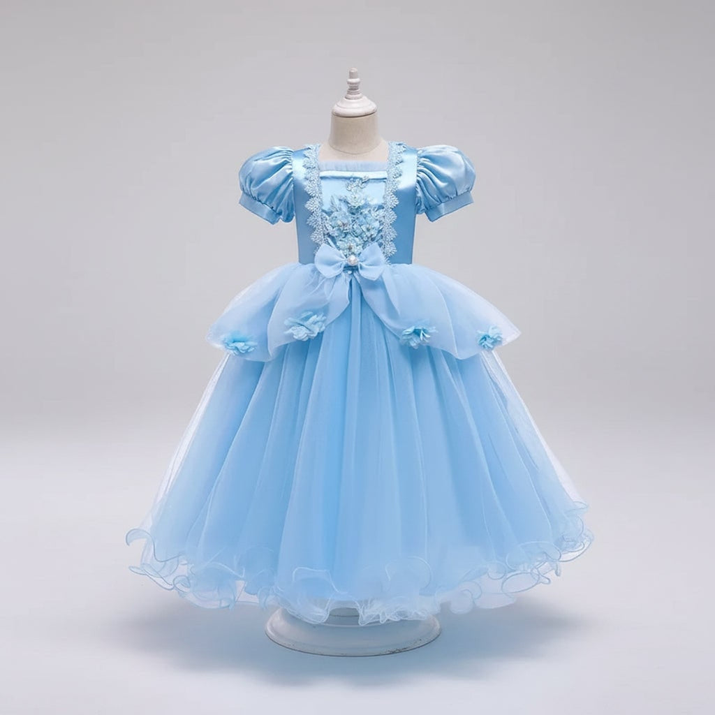Kids' Halloween Princess Costume Dress With Tiara Wand And Accessories Set In Luxurious Satin And Layered Tulle - Image 6