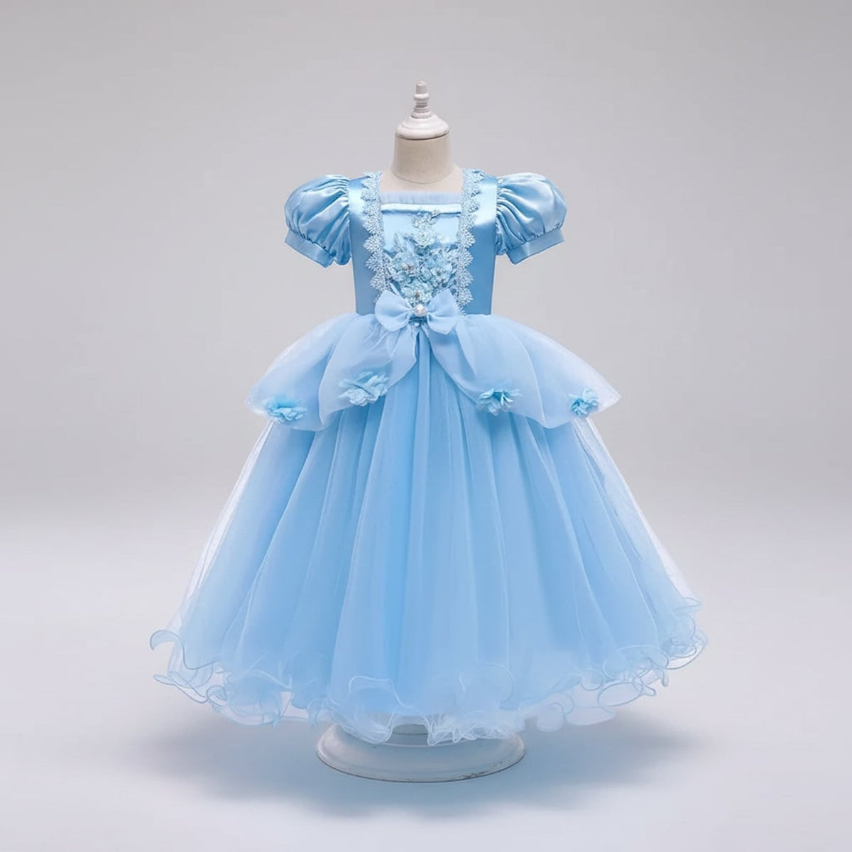 Kids' Halloween Princess Costume Dress With Tiara Wand And Accessories Set In Luxurious Satin And Layered Tulle - Image 6