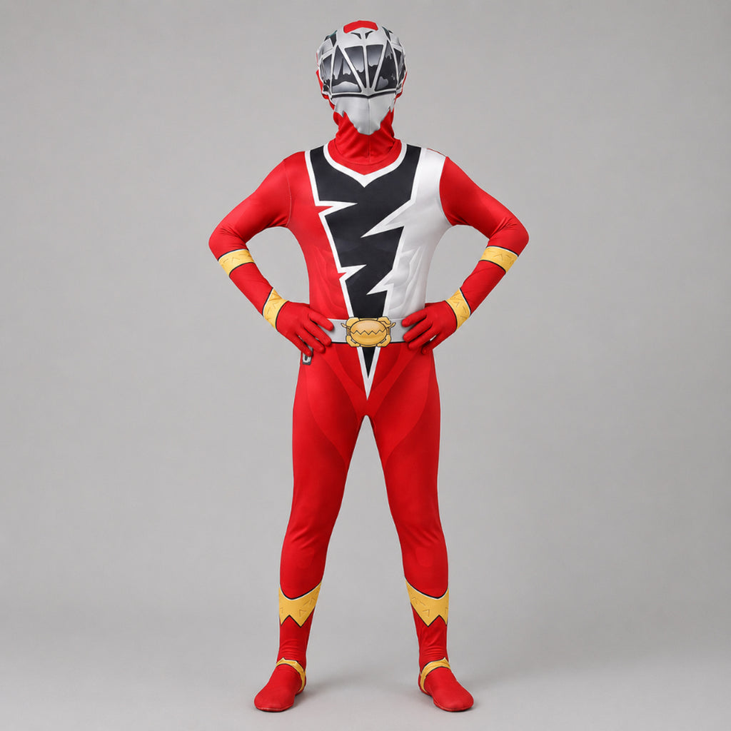 Kids' Halloween Superhero Costume Jumpsuit With Lightning Bolt Chest Panel For Instant Hero Transformation - Image 3