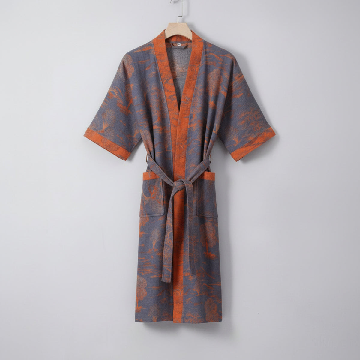 Kimono Robe with Relaxed Silhouette and Waist Belt - Image 5