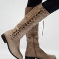 Knee High Boots with Side Zip Block and Lace-Up Back - Image 3