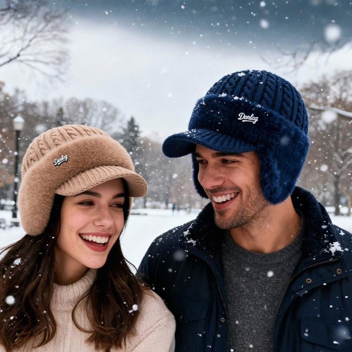 Knit Cap with Insulated Trapper Style and Visor - Image 1