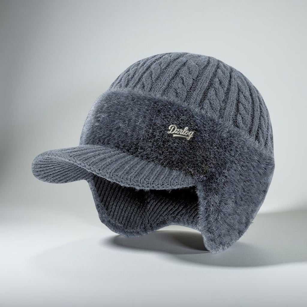 Knit Cap with Insulated Trapper Style and Visor - Image 2