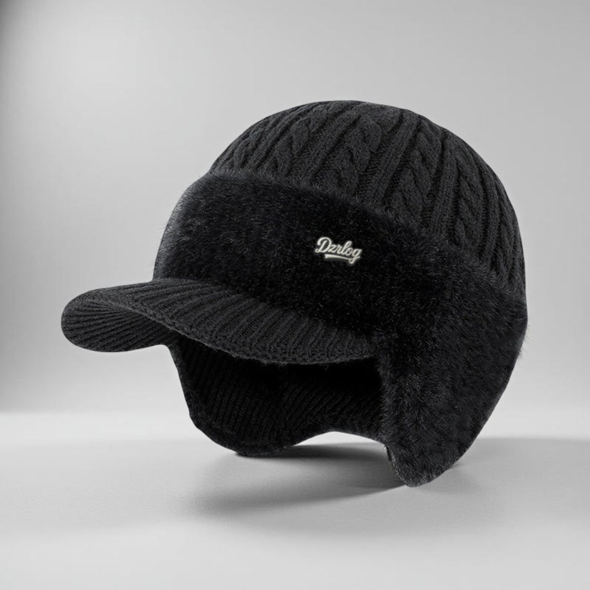 Knit Cap with Insulated Trapper Style and Visor - Image 3