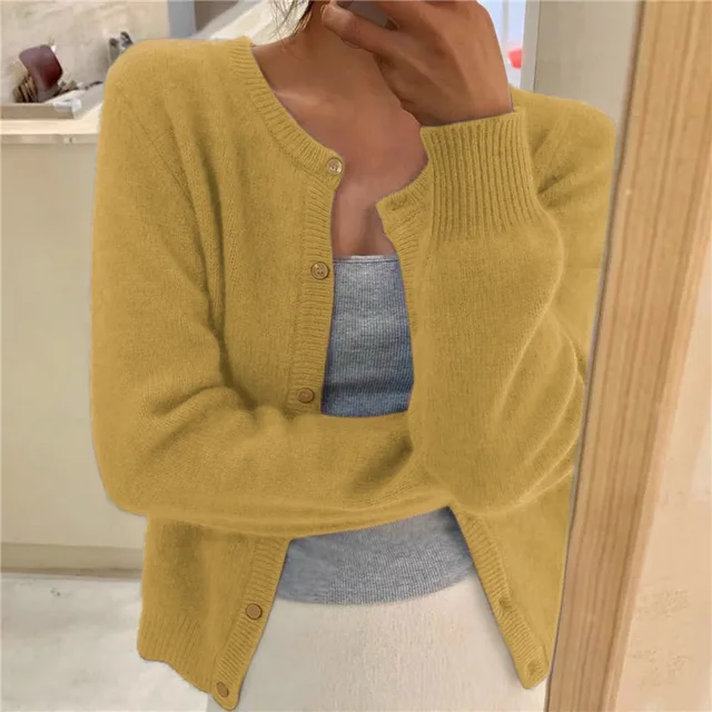 Knit Cardigan with Cropped Relaxed Fit and Round Neckline - Image 6