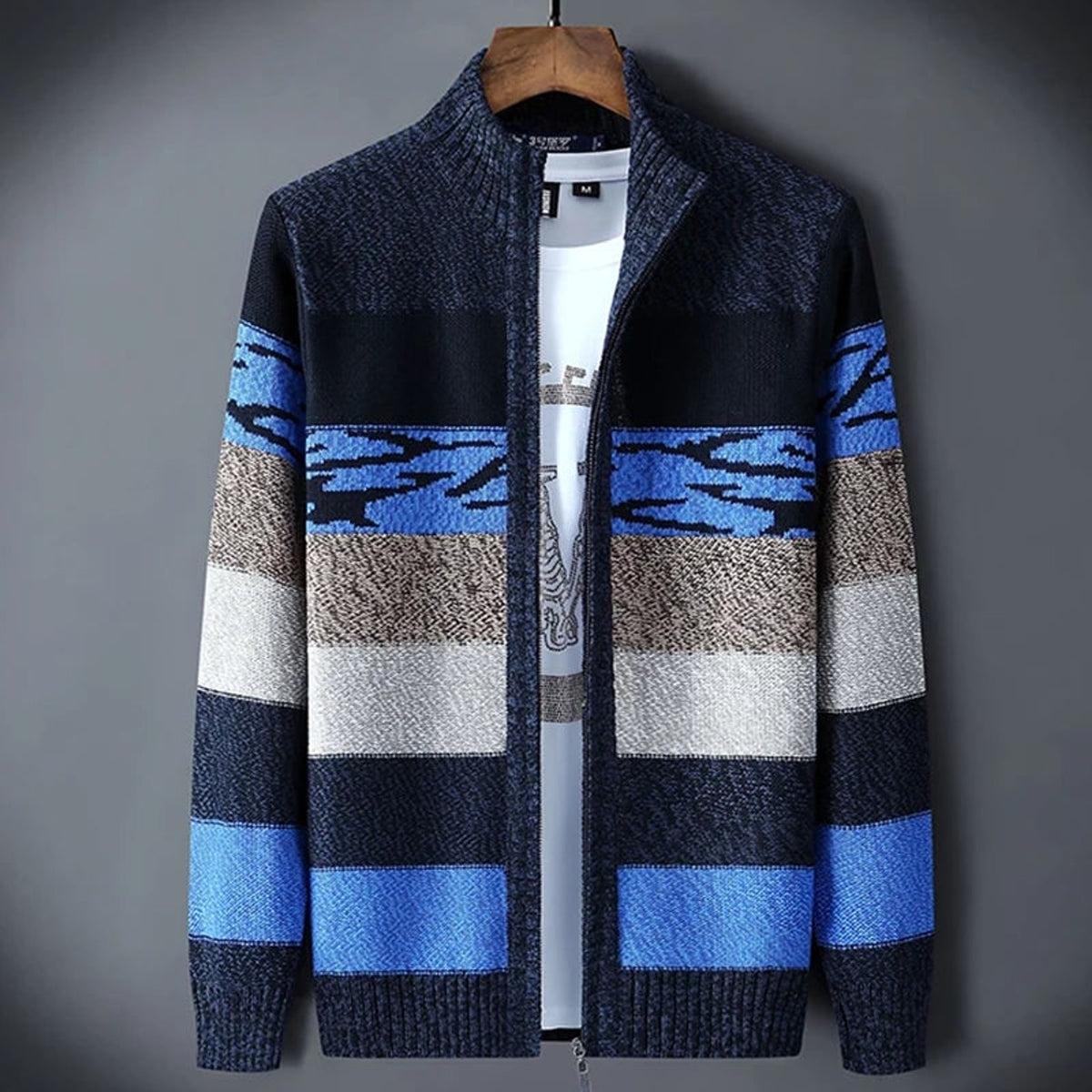 Knit Jacket with Relaxed Zip-Up Sweater and Turtle Neck - Image 2