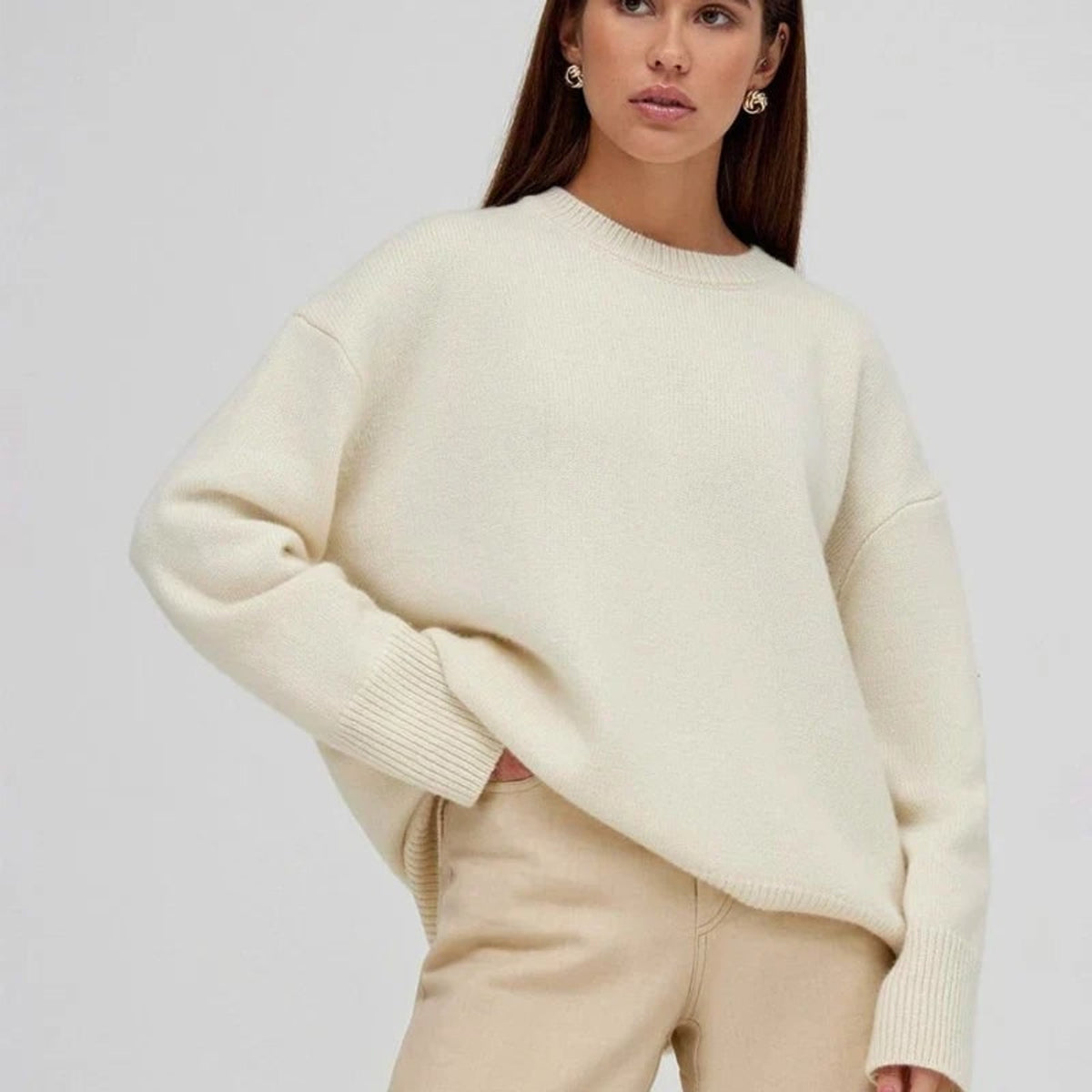 Knit Jumper with Relaxed Fit and Crew Neck - Image 1