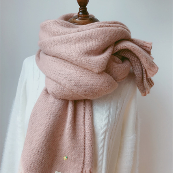 Knit Scarf with Ribbed Hem and Long Rectangular - Image 1