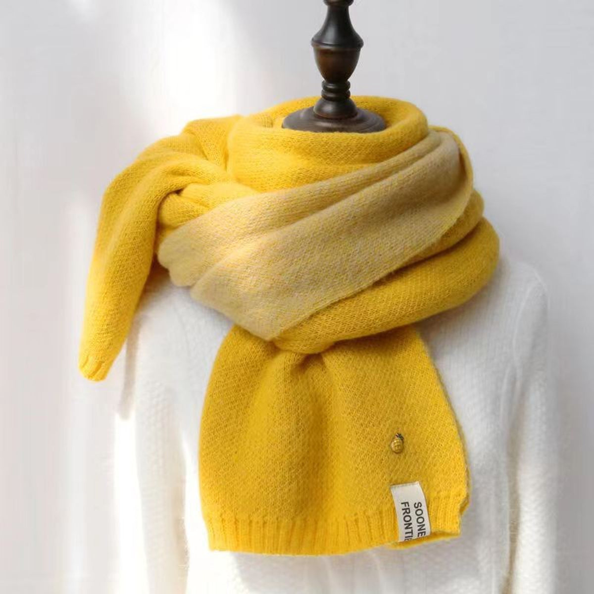 Knit Scarf with Ribbed Hem and Long Rectangular - Image 7