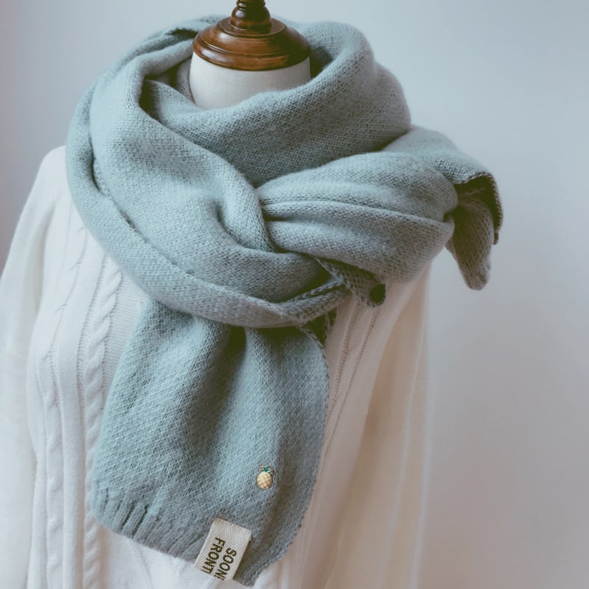 Knit Scarf with Ribbed Hem and Long Rectangular - Image 8