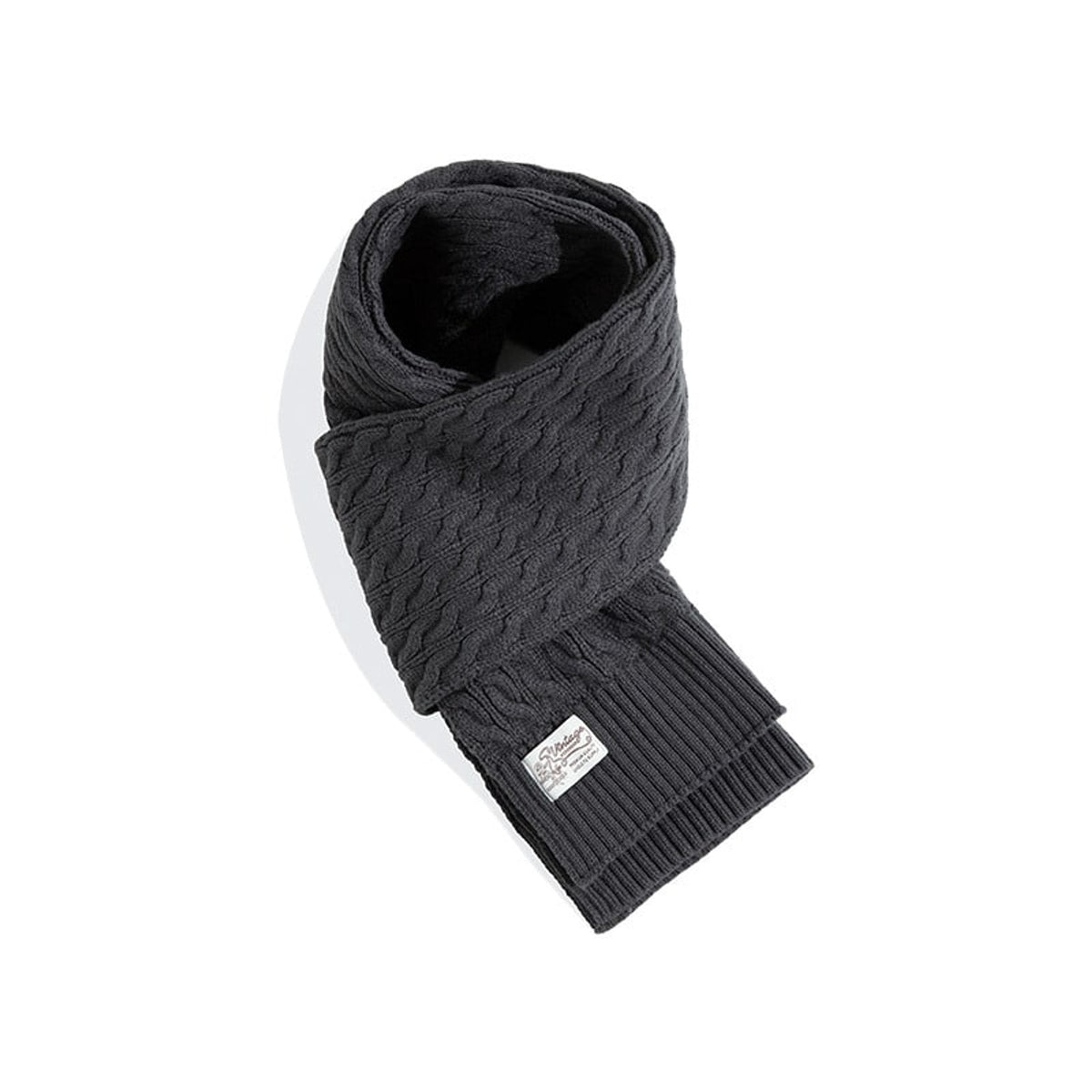 Knit Scarf with Warm Cable and Long Strip - Image 3