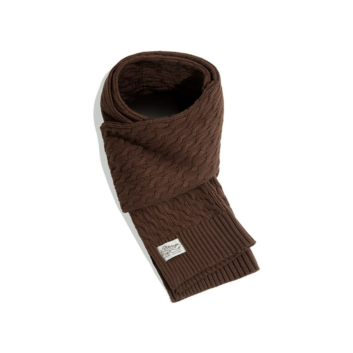 Knit Scarf with Warm Cable and Long Strip - Image 4