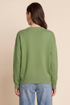 Knit Sweater with Relaxed Fit Crewneck and Fish Graphic - Image 3
