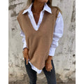 Knit Vest with V-Neck Cardigan Design and Sleeveless Fit - Image 1