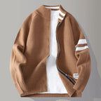 Knit Zip Sweater with Wool Blend and Ribbed Trims - Image 2
