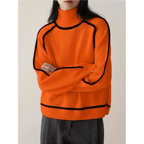 Knitted Pullover Sweater with Long Sleeve Turtleneck and Cable Knit - Image 7